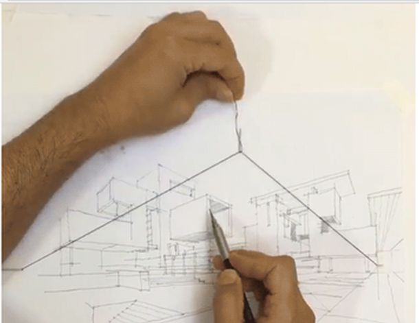 Ingenious Hack for Sketching with Two Point Perspective Using an Elastic String