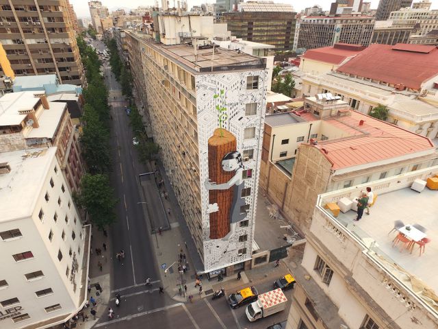 An Eleven-Story-Tall Tree Hugger Sprouts on the Side of a Building in Chile