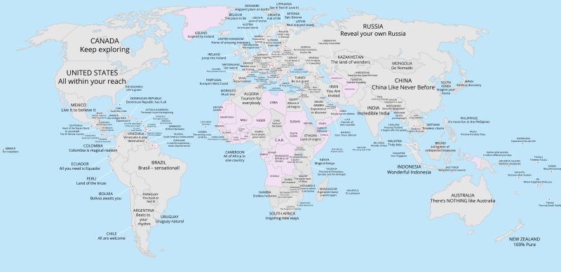 Map Reveals Every Country’s Tourism Slogan
