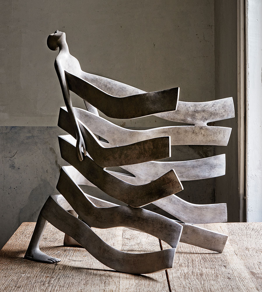 Twisting bronze figural sculptures by Isabel Miramontes