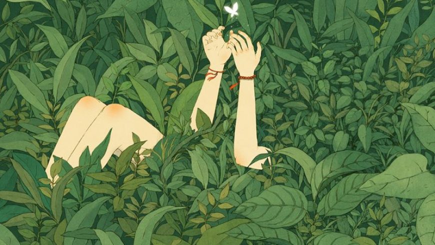 Lovely storybook illustrations of people communing with nature by Jin Xingye