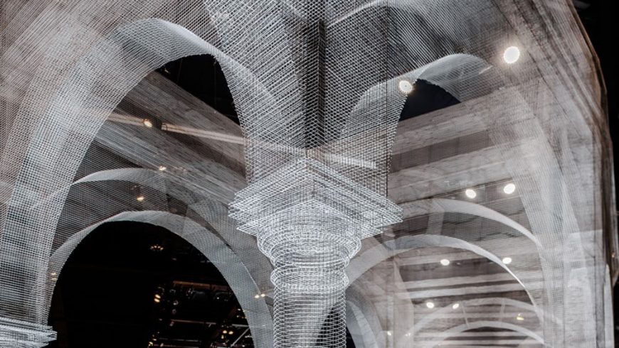 An Expansive Pavilion of Architectural Elements Constructed from Wire Mesh by Edoardo Tresoldi