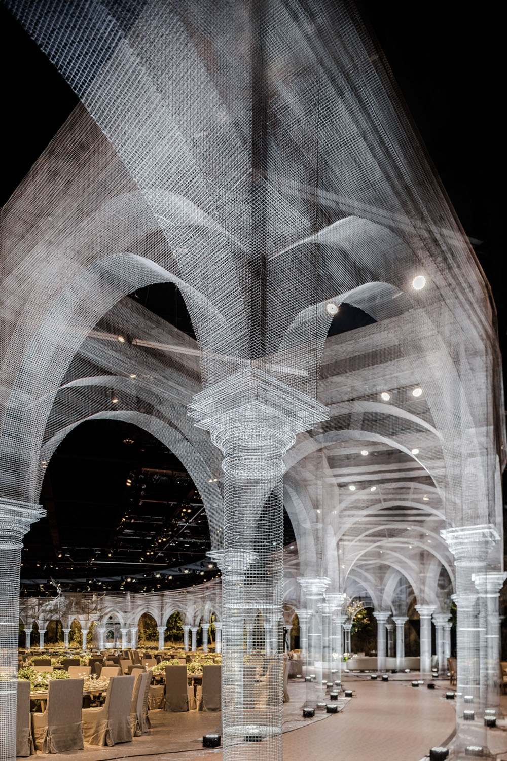 An Expansive Pavilion of Architectural Elements Constructed from Wire Mesh by Edoardo Tresoldi