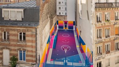 A Technicolor Basketball Court Emerges in Paris