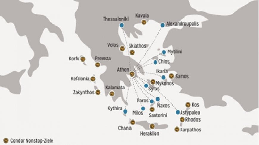 Σε 28 ελληνικούς προορισμούς η συνεργασία Sky Express – Condor